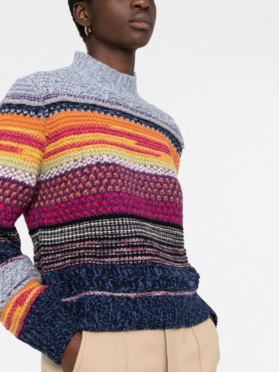 Chloé Multicolor Stripe Sweater In Grey