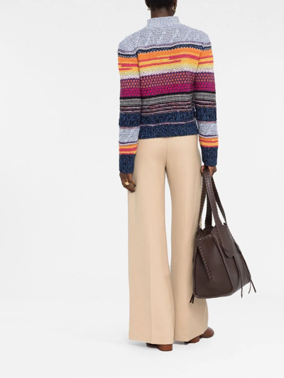 Chloé Multicolor Stripe Sweater In Grey