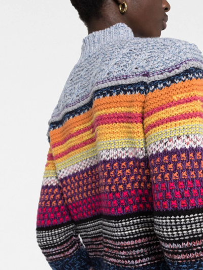 Chloé Multicolor Stripe Sweater In Grey