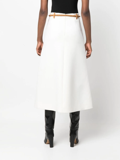 Shop Chloé Rope-style Belted Midi Skirt In White