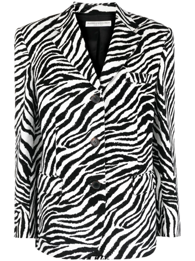 Shop Alessandra Rich Zebra-print Single-breasted Blazer In White