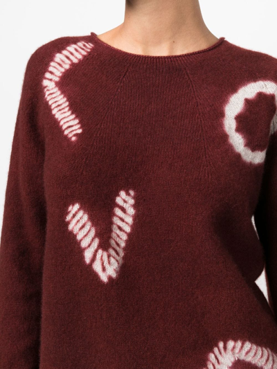 Shop Suzusan Heart-print Knitted Jumper In Red