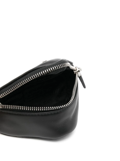 Prada Triangular Leather Pouch In Schwarz