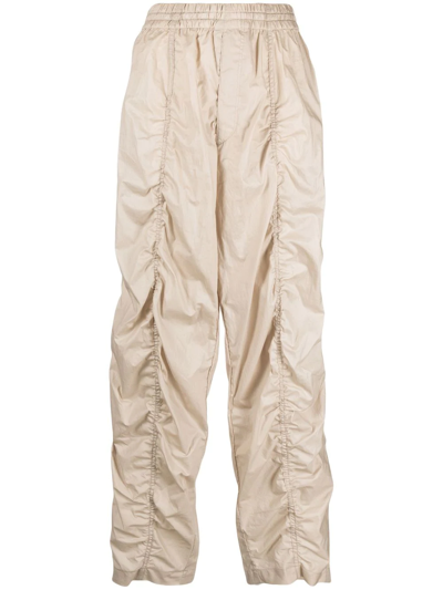 Shop Isabel Marant Kimbra Ruched Cotton Track Pants In Nude