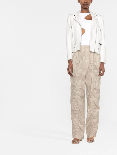 Shop Isabel Marant Kimbra Ruched Cotton Track Pants In Nude