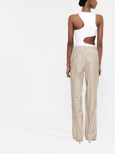 Shop Isabel Marant Kimbra Ruched Cotton Track Pants In Nude