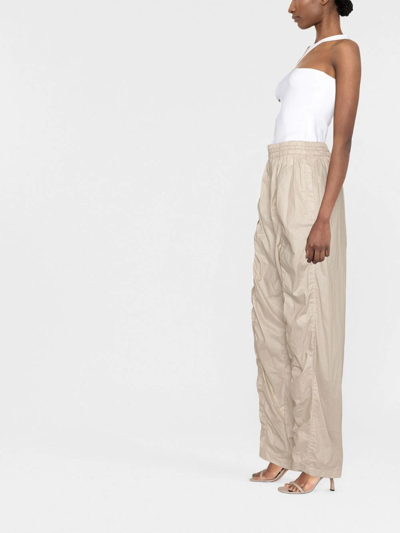 Shop Isabel Marant Kimbra Ruched Cotton Track Pants In Nude