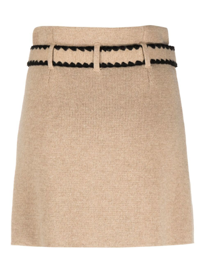 Shop Cormio Knit Wool Skirt In Nude