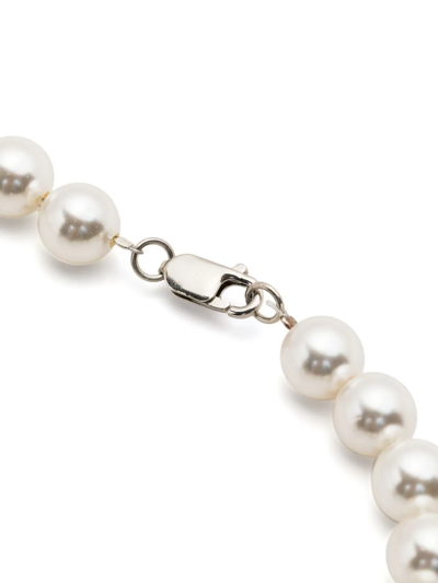 Shop Misbhv Pearl Logo-charm Detail Necklace In Weiss