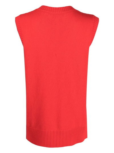Shop Cormio Squirrel-print Knit Vest In Rot