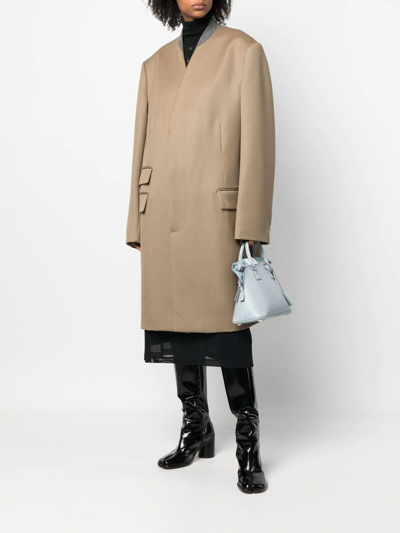 Shop Maison Margiela Cavalry Single-breasted Wool Coat In Nude