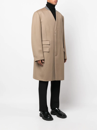 Shop Maison Margiela Cavalry Single-breasted Wool Coat In Nude