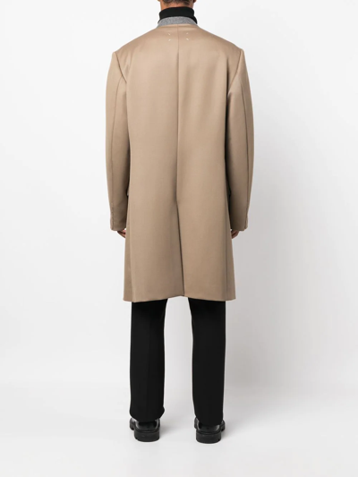 Shop Maison Margiela Cavalry Single-breasted Wool Coat In Nude