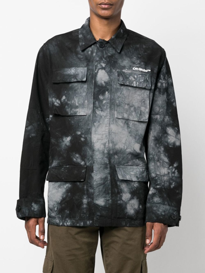 Shop Off-white Bleach-effect Shirt-jacket In Schwarz