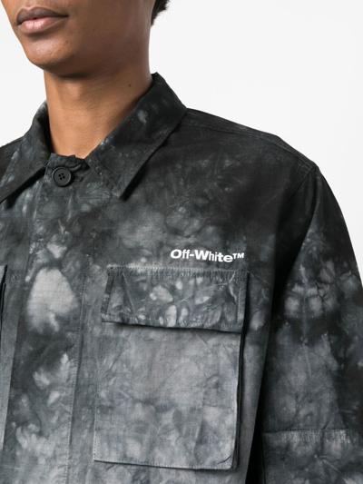 Shop Off-white Bleach-effect Shirt-jacket In Schwarz