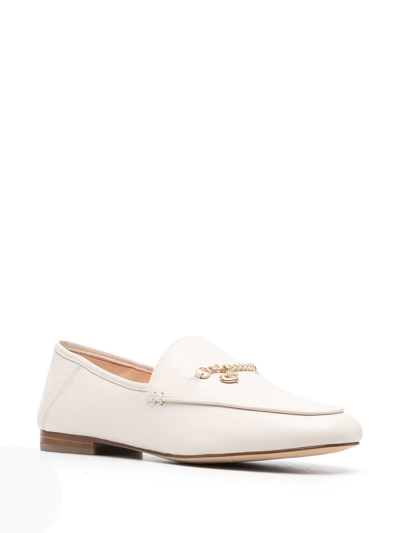 Shop Coach Hannah Chain-strap Leather Loafers In Nude