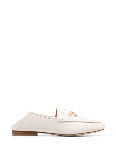 Shop Coach Hannah Chain-strap Leather Loafers In Nude