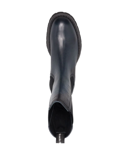 Alexander Mcqueen Man Knee Boots Midnight Blue Size 12 Soft Leather In Blau
