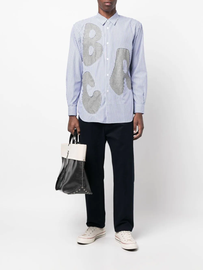 Shop Comme Des Garçons Shirt Letter-patch Long-sleeve Shirt In Blau