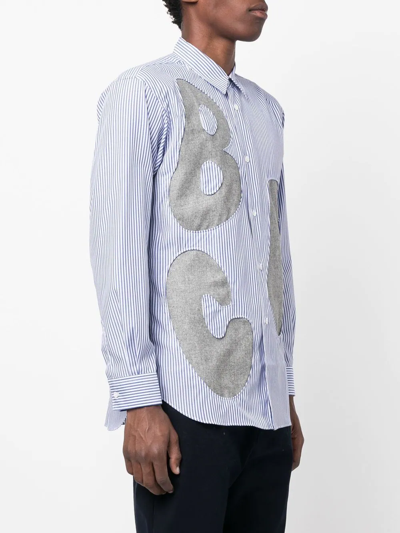 Shop Comme Des Garçons Shirt Letter-patch Long-sleeve Shirt In Blau