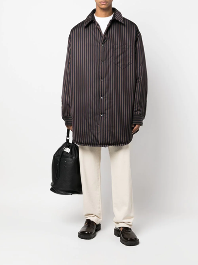 Maison Margiela Striped Oversized Shirt In Schwarz