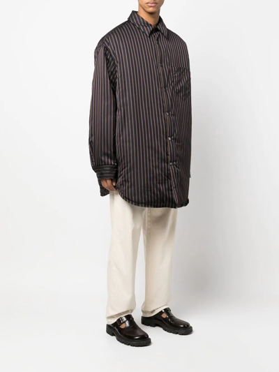 Maison Margiela Striped Oversized Shirt In Schwarz
