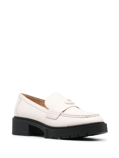 Coach Women's Leah Leather Lug-sole Loafers In Chalk