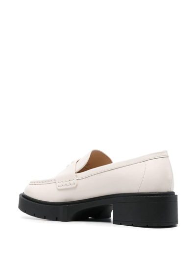 Coach Women's Leah Leather Lug-sole Loafers In Chalk
