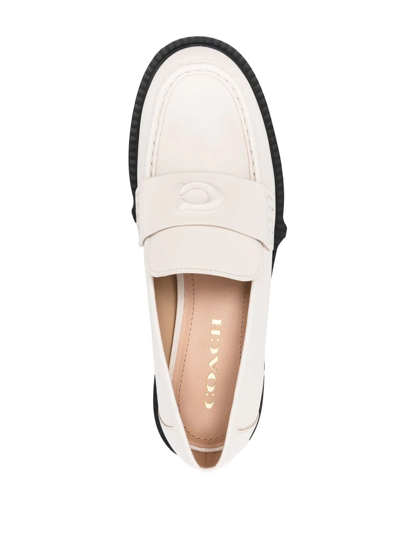 Coach Women's Leah Leather Lug-sole Loafers In Chalk
