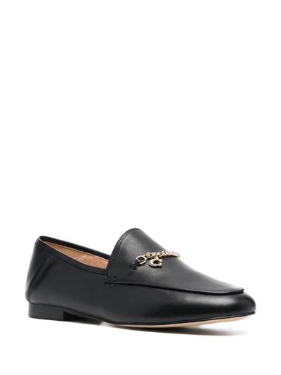 Shop Coach Hannah Chain-strap Leather Loafers In Schwarz