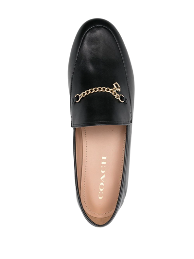 Shop Coach Hannah Chain-strap Leather Loafers In Schwarz