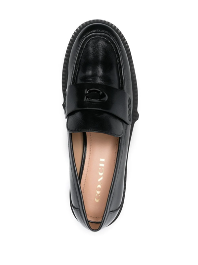 Shop Coach Leah Chunky Sole Leather Loafers In Schwarz