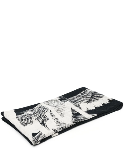 Shop Yohji Yamamoto Logo Print Towel In Schwarz