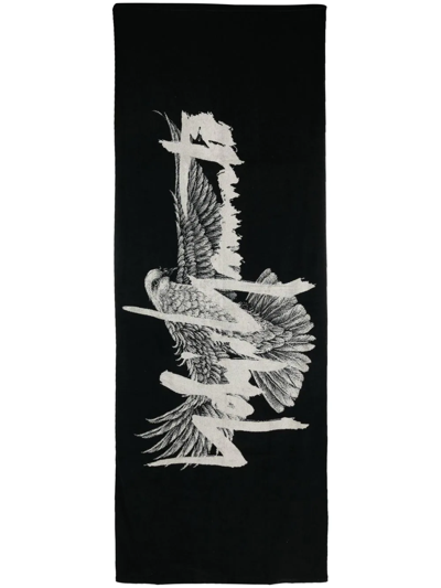 Shop Yohji Yamamoto Logo Print Towel In Schwarz