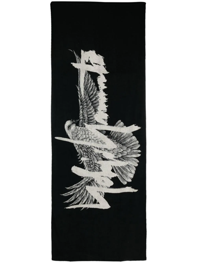 Yohji Yamamoto Logo Print Towel In Schwarz