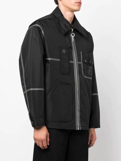 Diesel Piped-trim Canvas Jacket In Schwarz