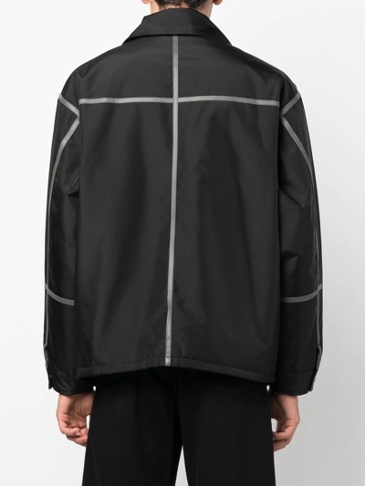 Diesel Piped-trim Canvas Jacket In Schwarz
