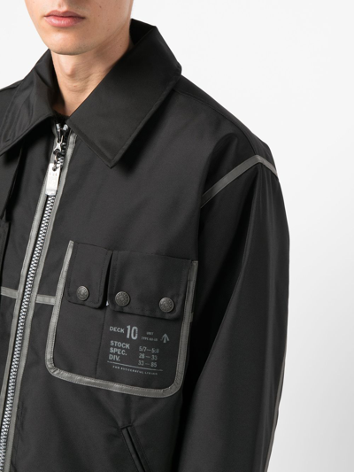Diesel Piped-trim Canvas Jacket In Schwarz