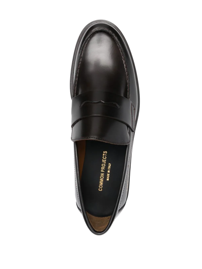 Shop Common Projects Leather Penny Loafers In Braun