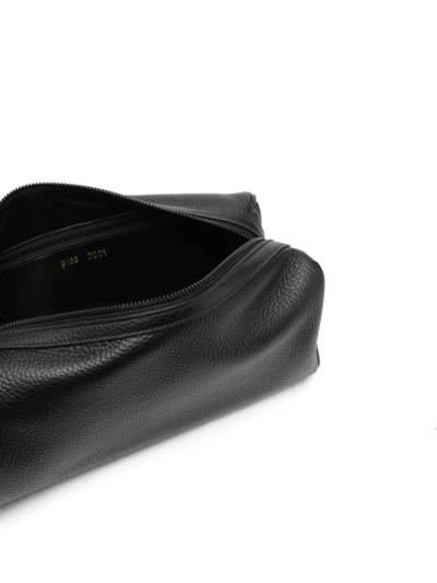 Shop Common Projects Logo-stamp Leather Wash Bag In Schwarz