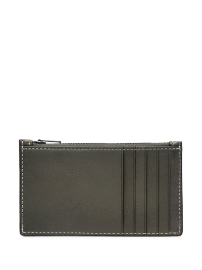 Shop Coach Embossed-logo Leather Wallet In Grün