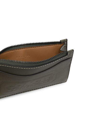 Shop Coach Embossed-logo Leather Wallet In Grün