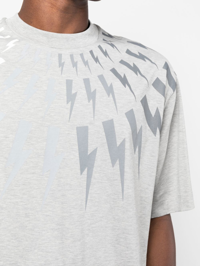 Shop Neil Barrett Thunderbolt-print T-shirt In Grau