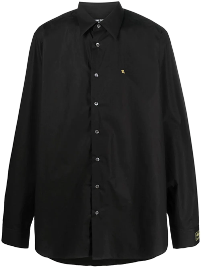 Shop Raf Simons Logo-embroidered Long-sleeve Shirt In Schwarz