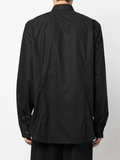 Raf Simons Embroidered Lettering Cotton Shirt In Schwarz