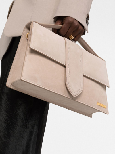 Shop Jacquemus Le Bambinou Leather Tote Bag In Nude