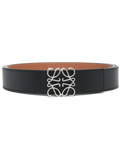 Shop Loewe Anagram-buckle Leather Belt In Schwarz