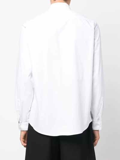Shop 424 Logo-embroidered Long-sleeve Shirt In Weiss