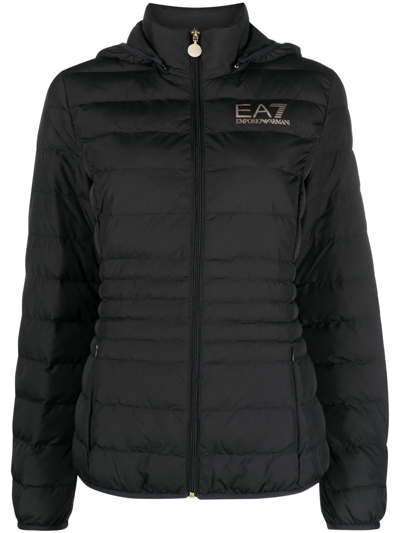 Shop Ea7 Logo-print Puffer Jacket In Schwarz