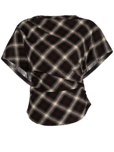 ISABEL MARANT ÉTOILE CHECK-PRINT RUCHED TOP 